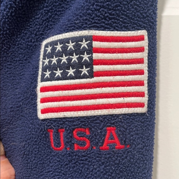 POLO Ralph Lauren Hoodie Fleece PULLOVER USA FLAG PATCH NAVY BLUE
RED logo - Picture 6 of 9